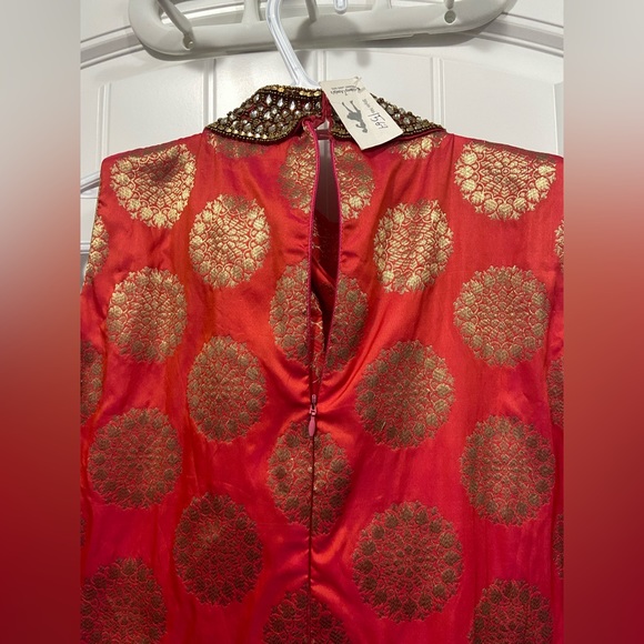 Woman’s Indian sleeveless floor length lehnga gown hot pink and navy blue - Picture 2 of 5